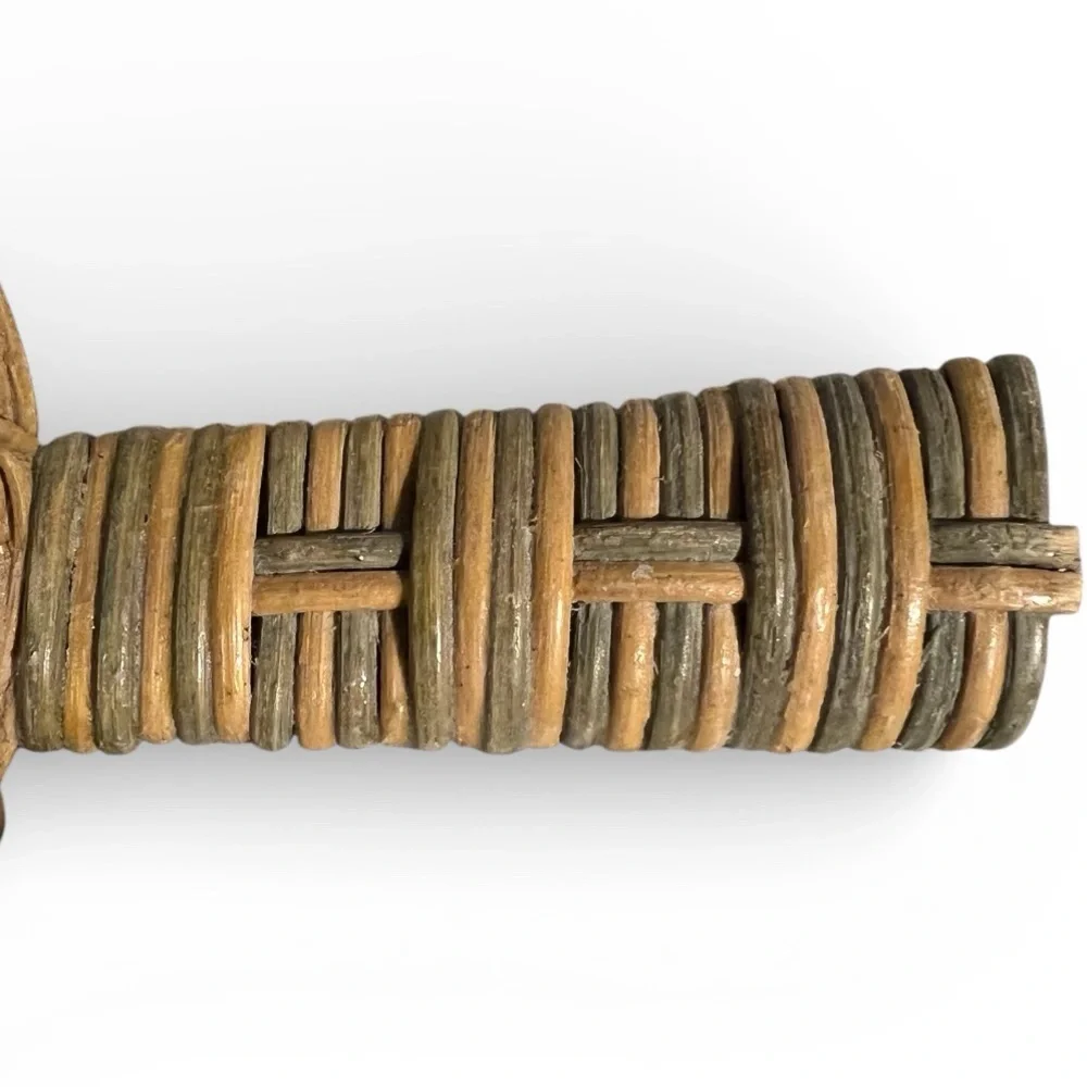 Woven Rattan Handheld Mirror - tan